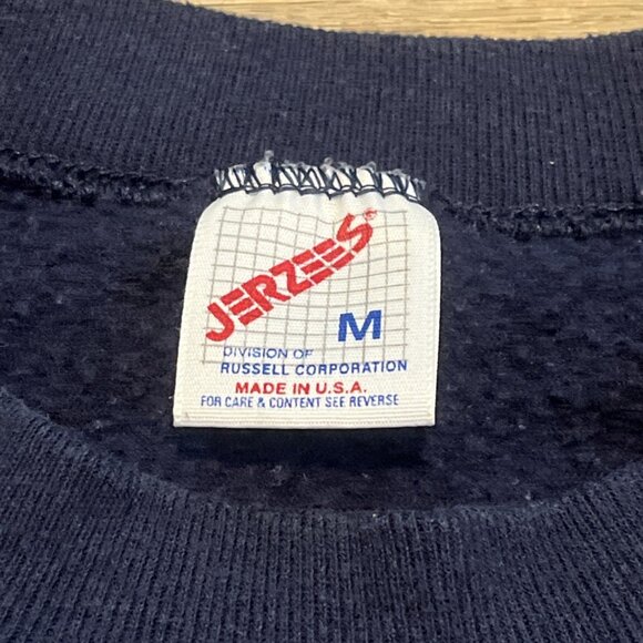 VTG Row House Nighttime Sweatshirt Adult MEDIUM Navy Blue Rhinestones USA Made - Picture 7 of 10